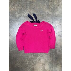 Hollister Pink Back Tie Bow Knit Crew Neck Pullover Sweater Womens Medium